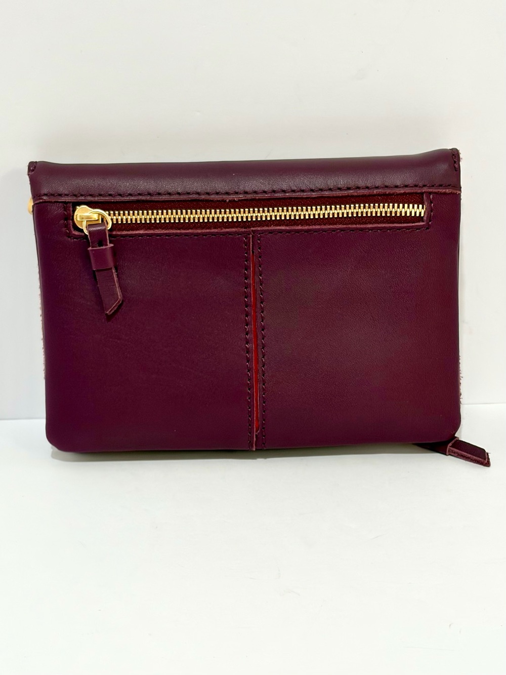 Hammitt Small Stadium Burgundy Leather Crossbody/Brushed Gold Rivets - Picture 8 of 14